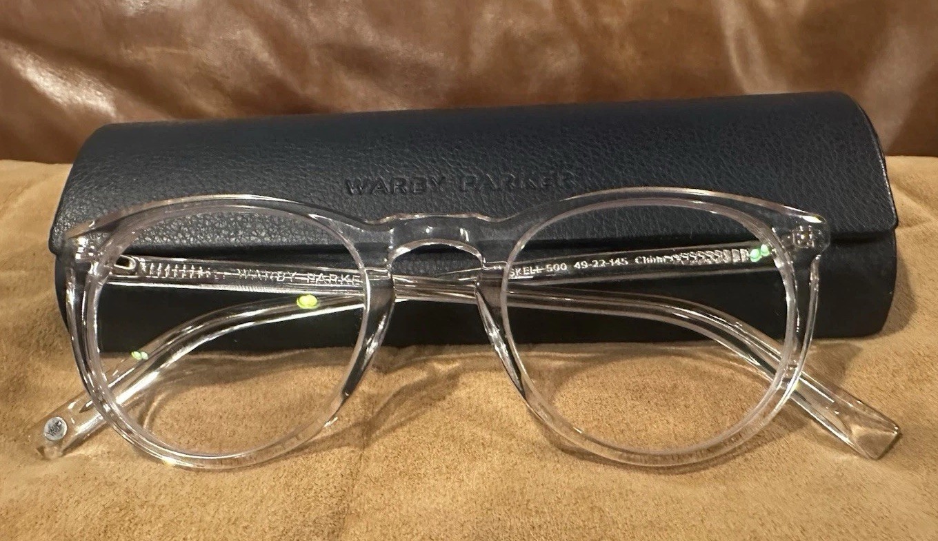 New Warby Parker Haskell 500 Eyeglasses Frames Clear 49-22-145 glasses with case New Warby Parker Haskell 500 Eyeglasses Frames Clear 49-22-145 glasses with case
