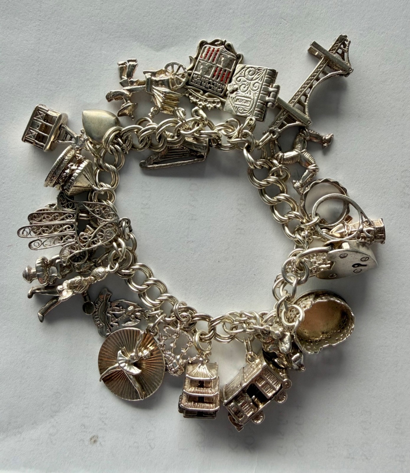 vintage sterling silver charm bracelet