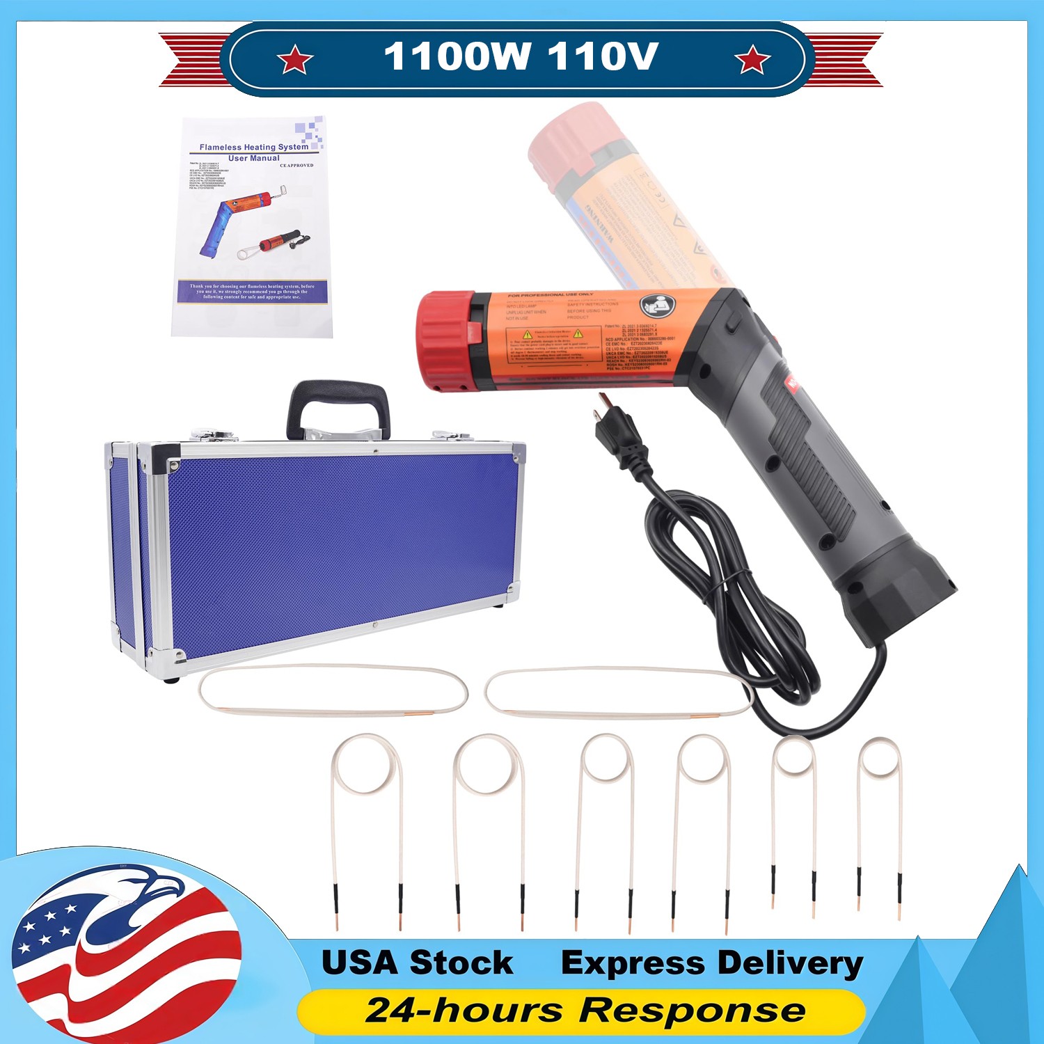 1100W Magnetic Induction Heater Kit with 8 Coils Portable Heat Induction Tool #8