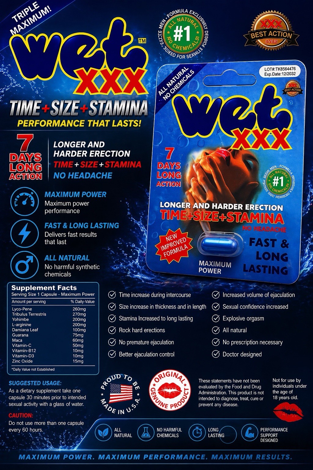 WET XXX 24 Packs., Pills For Pleasure WET XXX 24 Packs., Pills For Pleasure