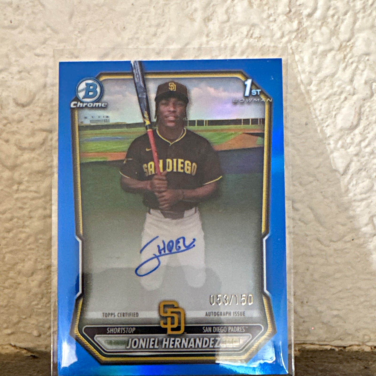 Bowman 2021 Bowman Chrome 1st Joniel Hernandez true Blue Auto /150 CPA-JH Padres