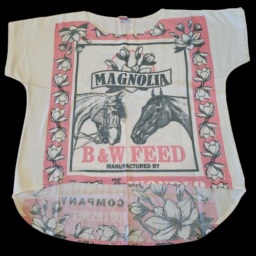 Flour Sack HORSE Feed Sack Top T Shirt Vintage Look Cotton One Size TEE New