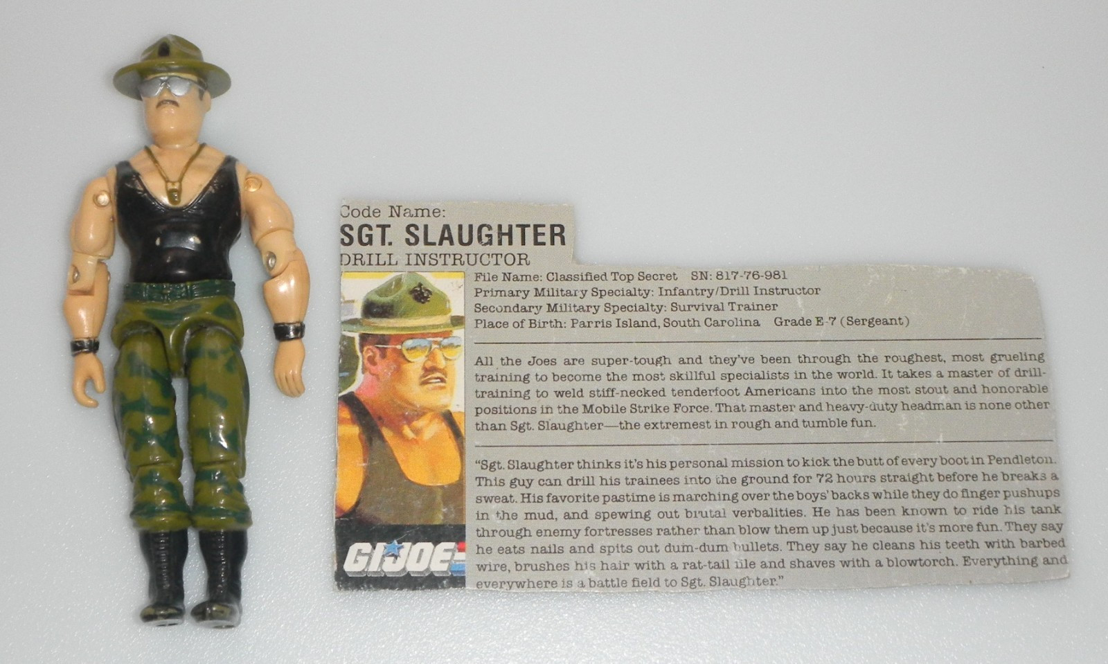 Vintage 1986 Sgt Slaughter USMC Drill Instructor G.I. GI Joe v2 Figure 3.75 ARAH