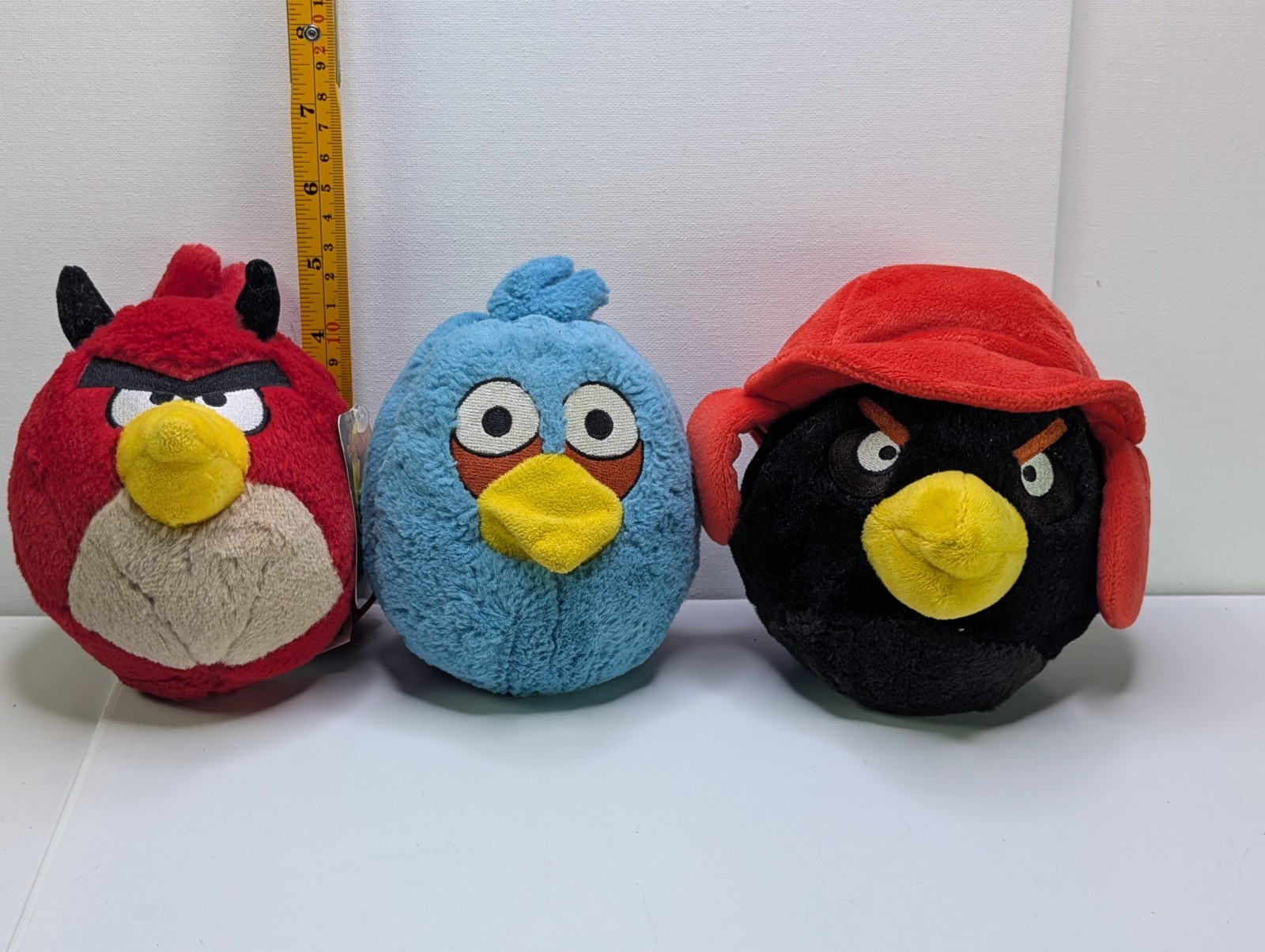 Angry Birds Plush Lot 3 Commonwealth 2010 2011 Devil Red Winter Bomb Blue RARE
