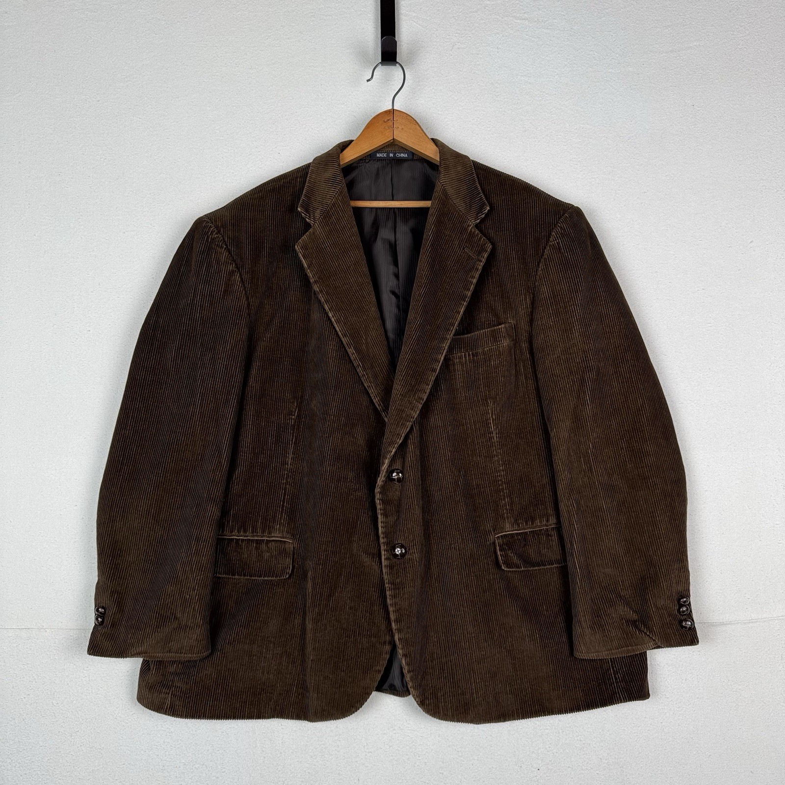 Standard Wale Men\'s Brown Corduroy 2-Button Blazer Size 48R New England