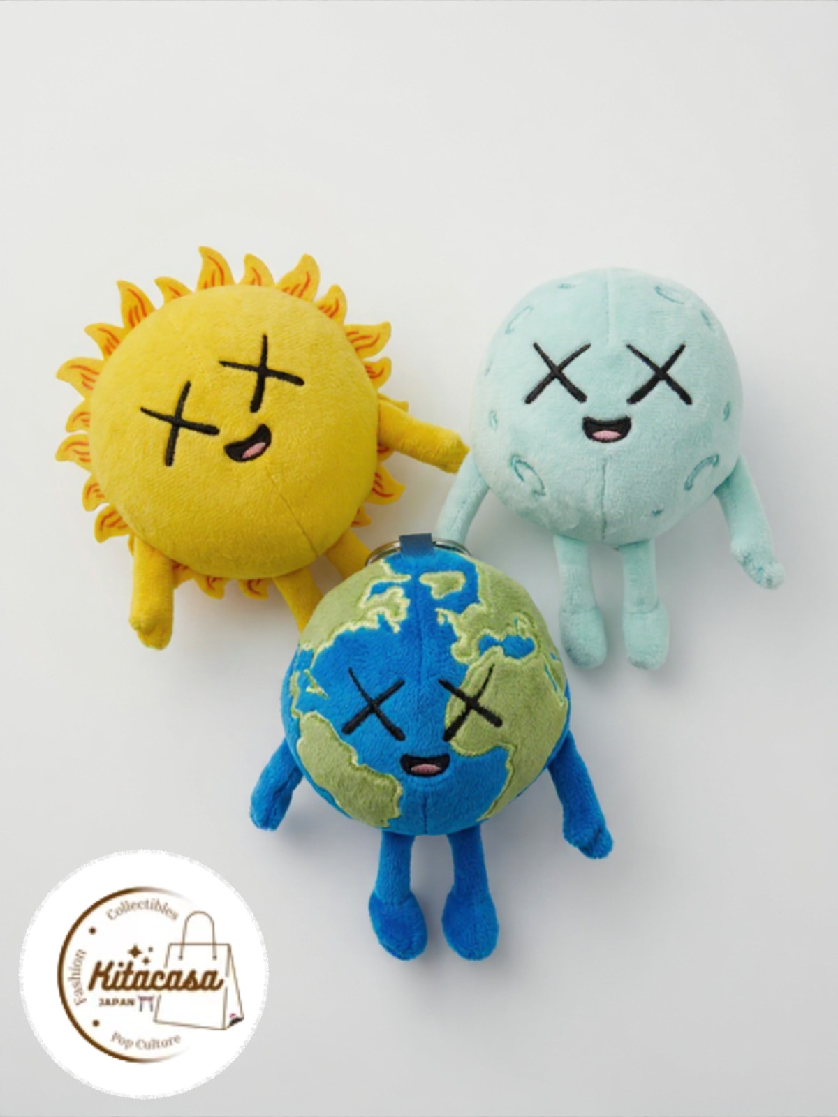 KAWS x UNIQLO UNIVERSE Earth Moon Sun Keychain Charm Complete Set 3 Japan New