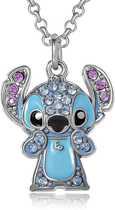 Disney Stitch Necklace for Women Official License, Blue Standing Disney Stitch Necklace for Women Official License, Blue Standing