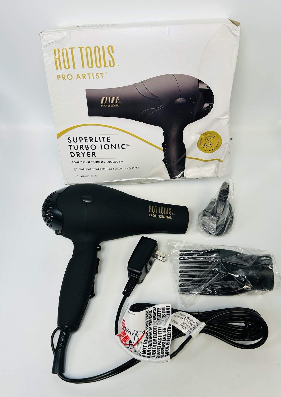 Hot Tools Pro Artist 2100 Ionic Turbo Hair Dryer - Black - *NEW DAMAGED BOX* Hot Tools Pro Artist 2100 Ionic Turbo Hair Dryer - Black - *NEW DAMAGED BOX*