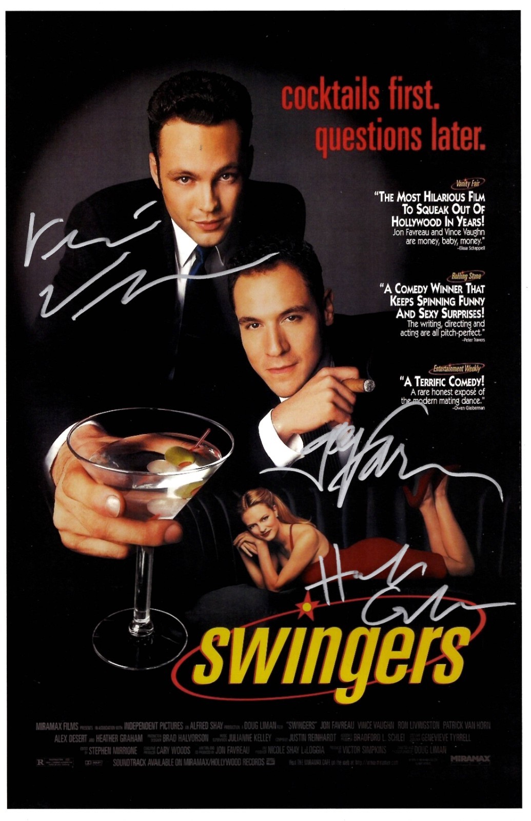 SWINGERS  Signed Poster 11x17 Vince Vaughn, Jon Favreau, and Heather Graham
