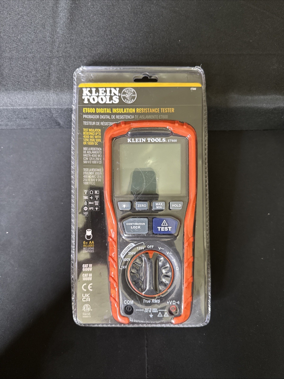Klein Tools ET600 Megohmmeter Insulation Resistance Tester 4000M Voltage - NEW