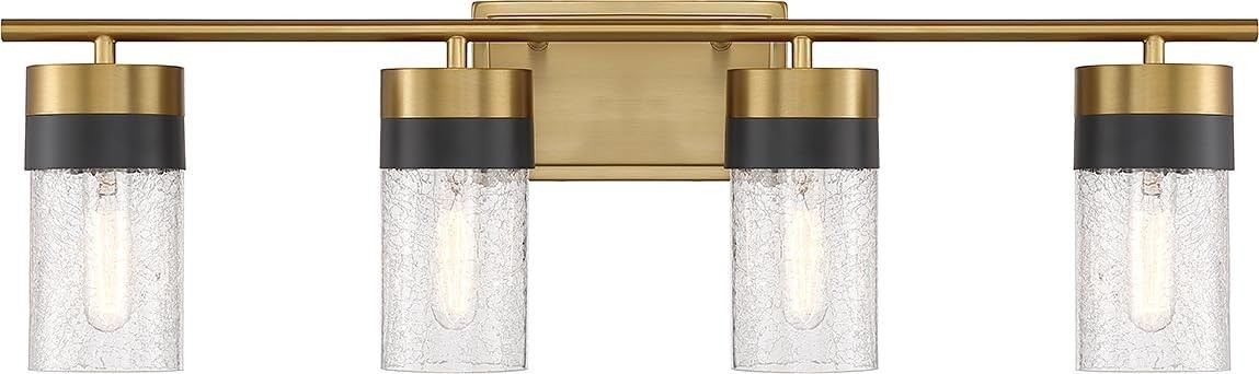 Savoy House Brickell 4 Light Warm Brass/Black Vanity Light Crackle 8-2542-3-89
