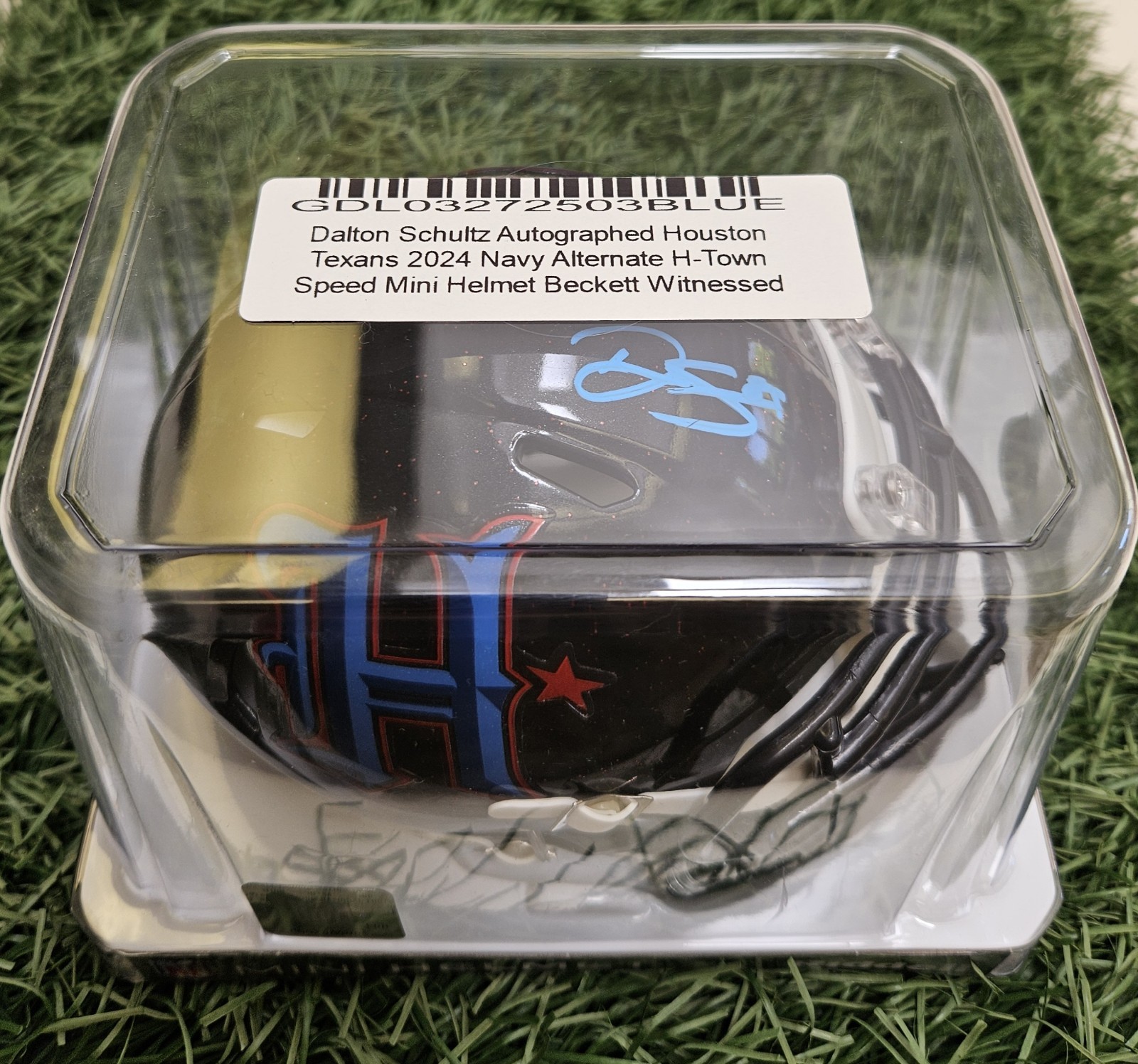 Dalton Schultz Autographed Houston Texans H-Town Mini Speed Helmet Beckett