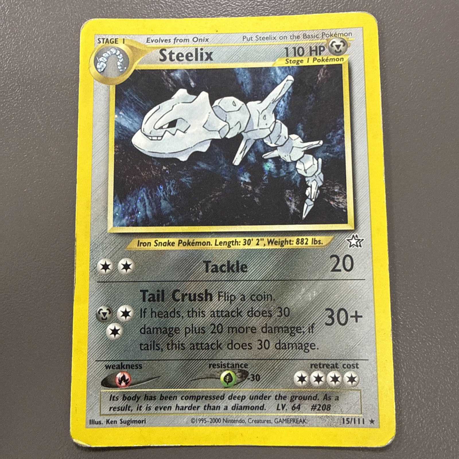 Steelix 15/111 Neo Genesis Holo Rare Unlimited English 2000 110 HP Steelix 15/111 Neo Genesis Holo Rare Unlimited English 2000 110 HP
