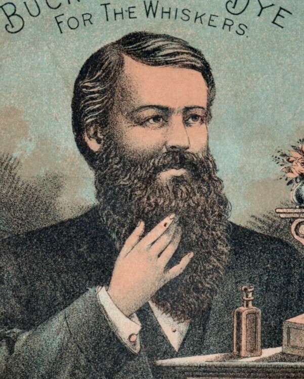 1870s-80s Metamorphic Before & After Buckingham's Dye Man With Beard F118