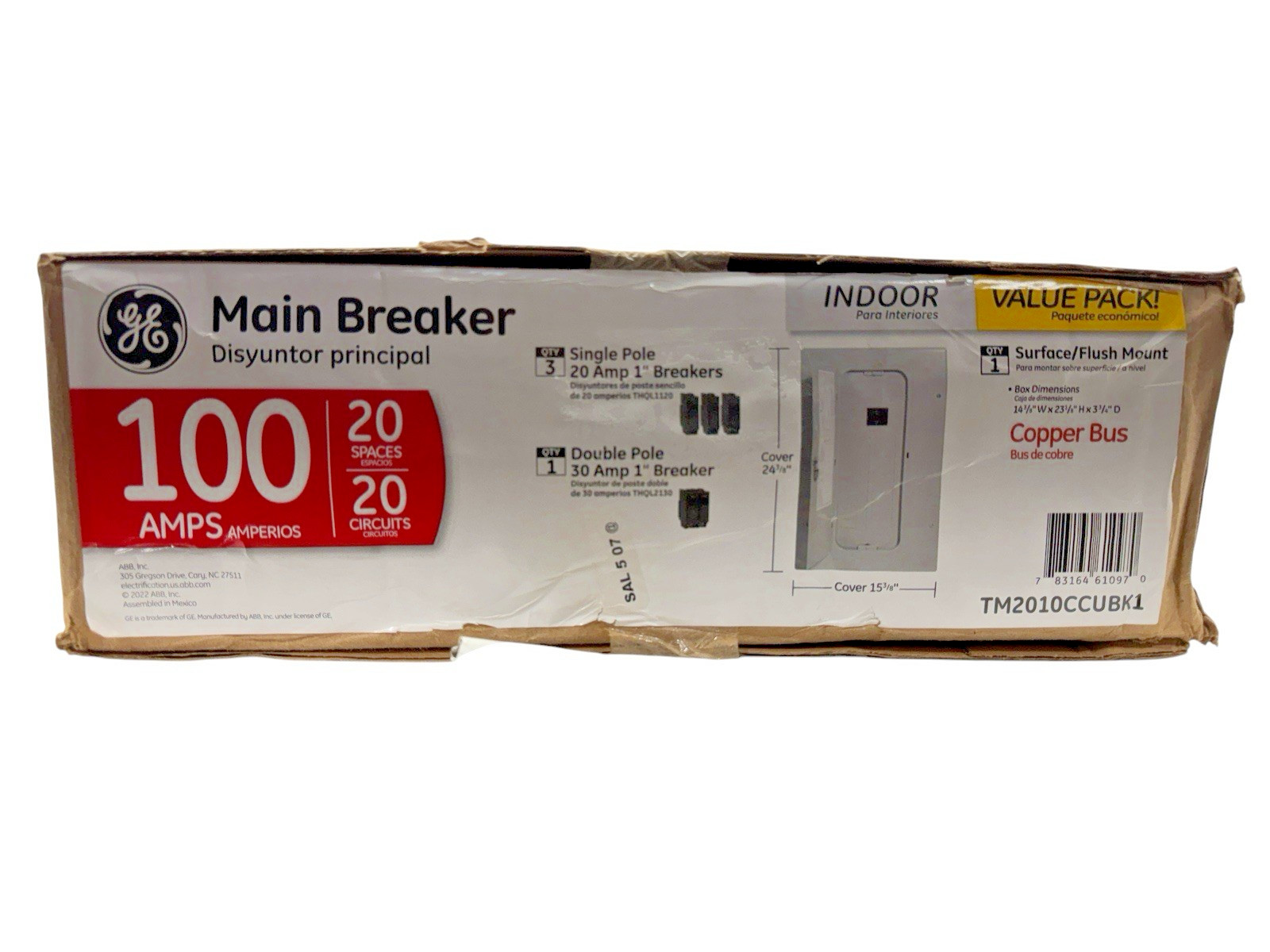 GE 100 Amp 20-Space 20-Circuit Main Breaker Indoor Contractor Kit TM2010CCUBK1 GE 100 Amp 20-Space 20-Circuit Main Breaker Indoor Contractor Kit TM2010CCUBK1