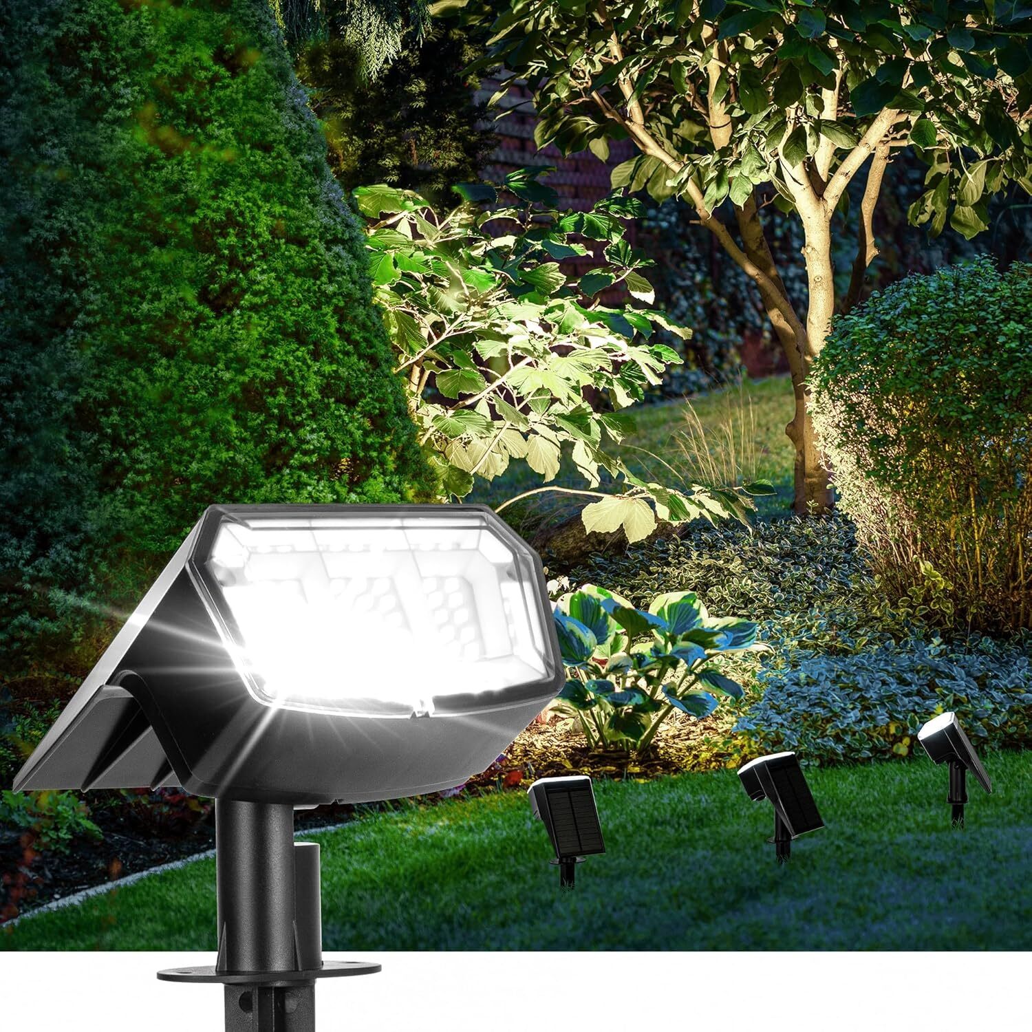Solar Spot Lights Outdoor Waterproof 4 Pack IP65, 63 LED 3 Lighting Modes Solar Spot Lights Outdoor Waterproof 4 Pack IP65, 63 LED 3 Lighting Modes
