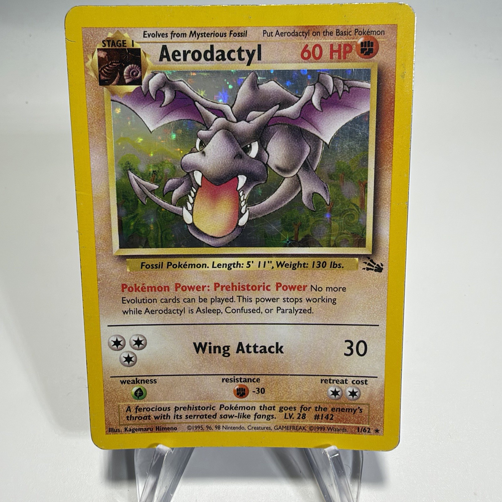 AERODACTYL 1999 Pokemon Fossil 1/62 HOLO RARE Holo POKÉMON MP