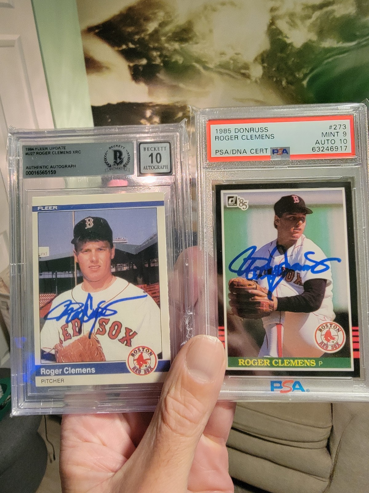 1984 Fleer Update/1985 Donruss Roger Clemens Auto RC Pair BGS 10 & PSA 9/AUTO 10