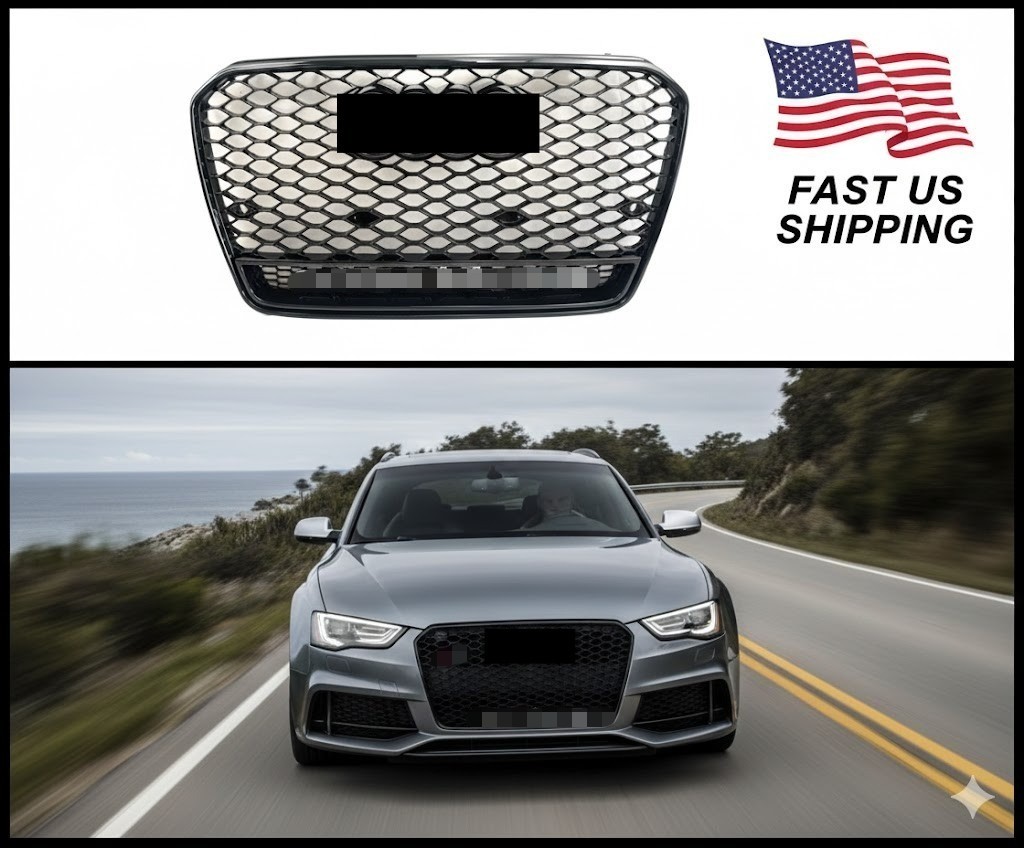 For 2012-2016 Audi A5 S5 RS5 B8.5 Front Bumper Honeycomb Mesh Grille Gloss Black