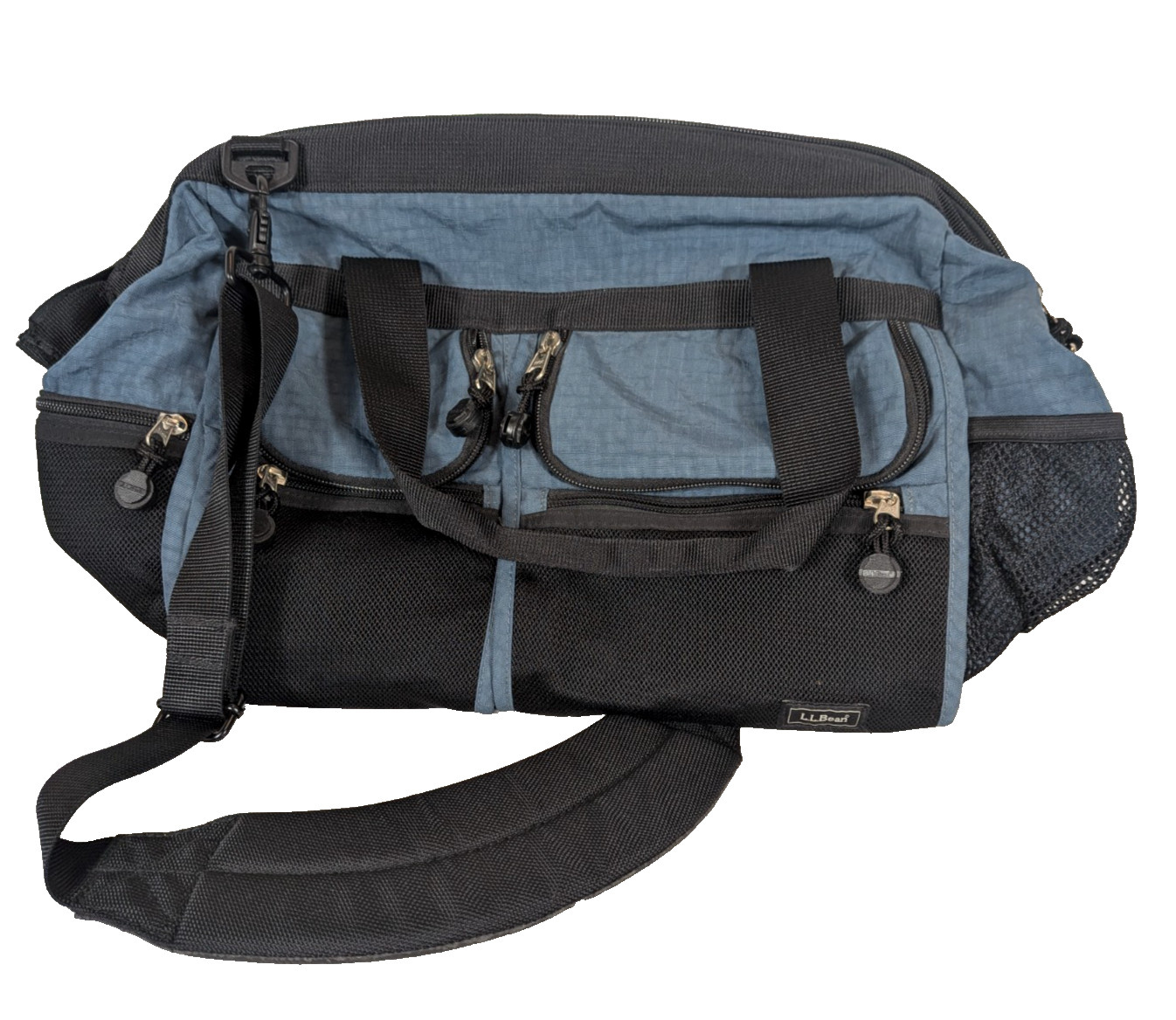 LL Bean Traveler Duffle Bag Wide Mouth Frame Opening Zip Top Pockets Rip Stop LL Bean Traveler Duffle Bag Wide Mouth Frame Opening Zip Top Pockets Rip Stop
