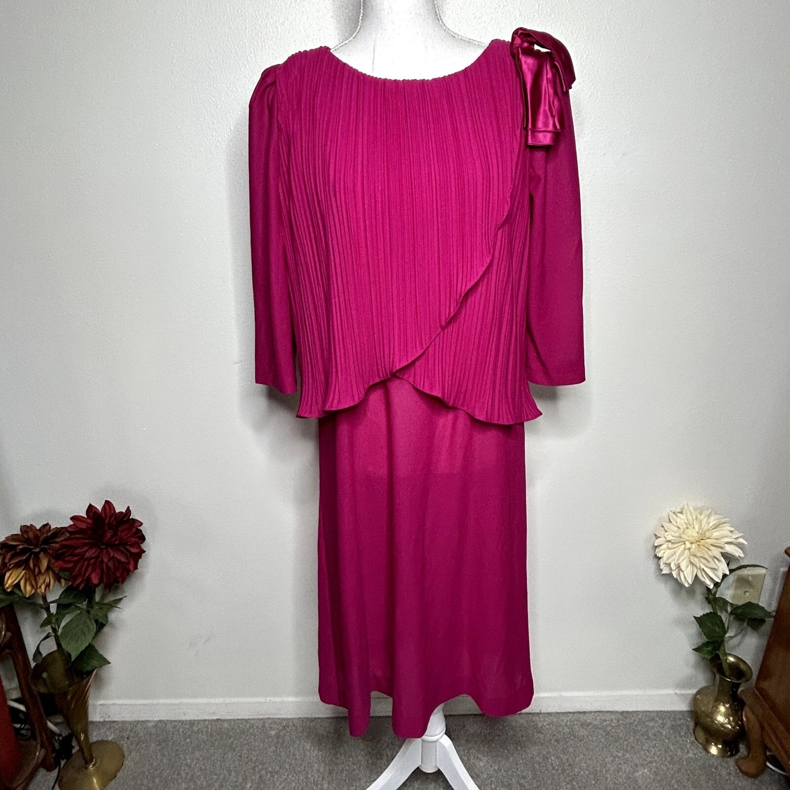 Vintage Sandi Dee Pink Midi 1980s Dress Vintage Sandi Dee Pink Midi 1980s Dress