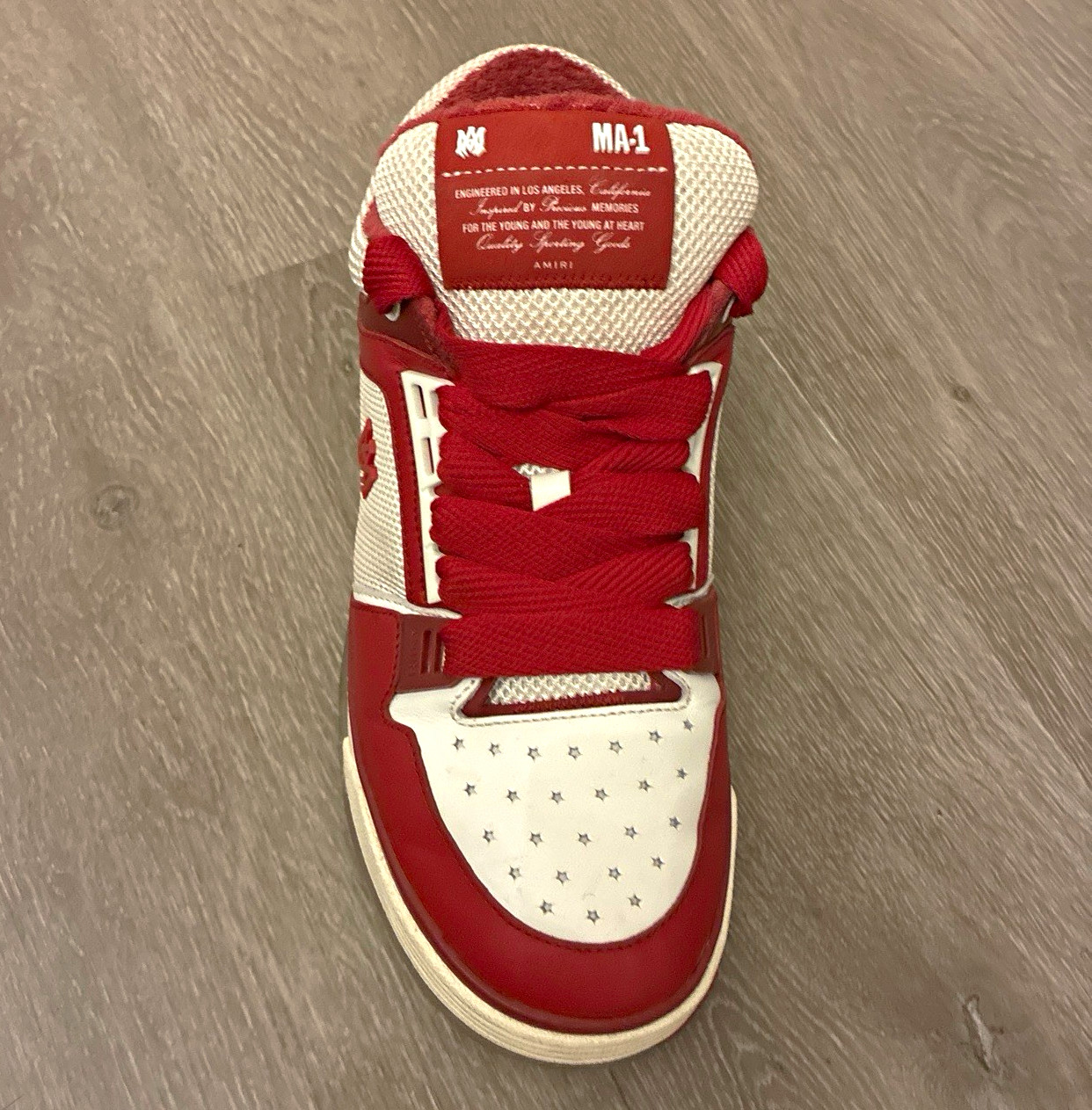AMIRI MA-1 Men’s Low Top Lace Up Sneakers Red/White Colorblock New Box