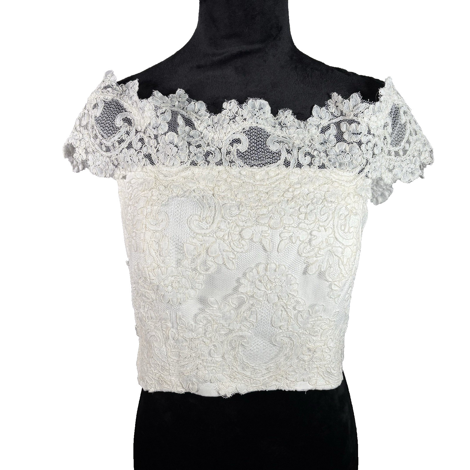 REISS Lace Top Womens 10 Cropped Bridal Wedding Classic Bardot Engagement Party