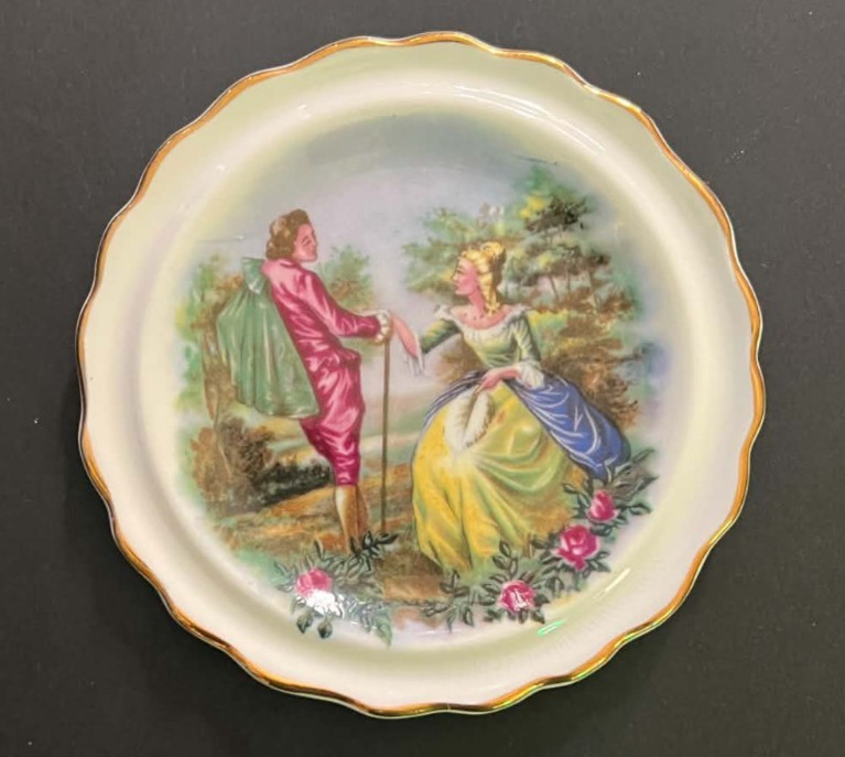 Vintage Royal Grafton Bone China Trinket Dish Courting Couple England 1950s Vintage Royal Grafton Bone China Trinket Dish Courting Couple England 1950s