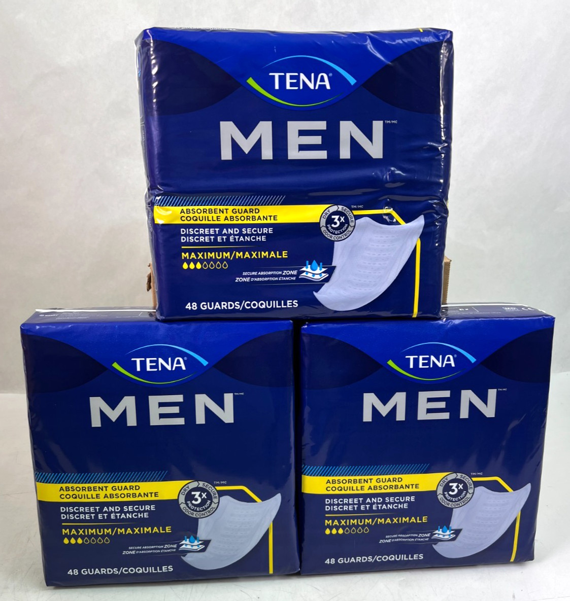 NEW TENA Men  Absorbent Guard 144 Count (3x48) Incontinence Guards