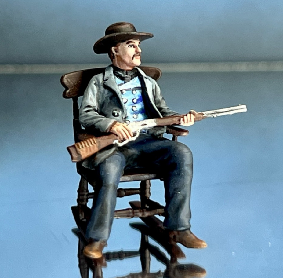 Hand painted miniature soldier 40mm cowboy at the Saloon Tabletop Miniature.