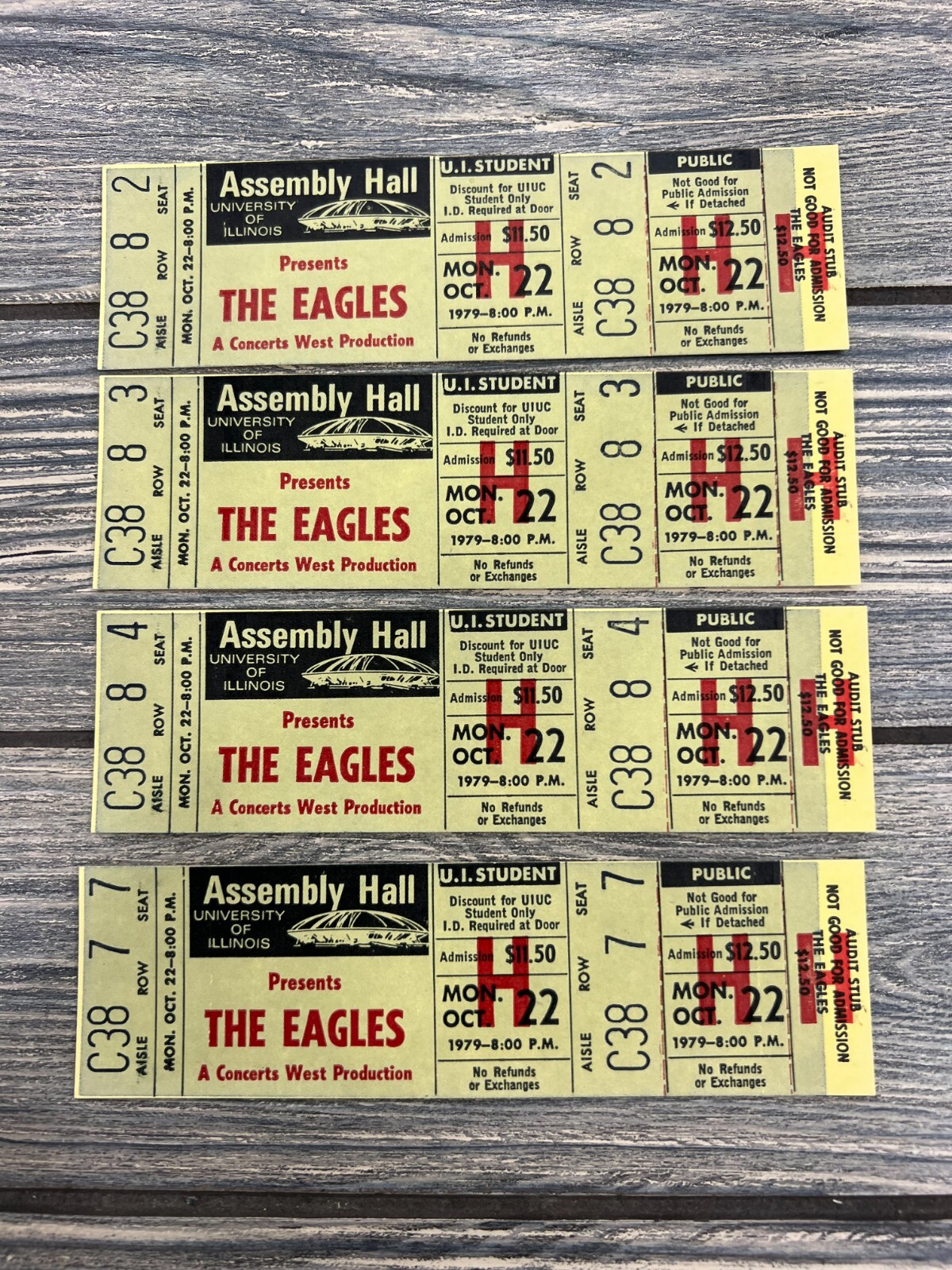 Vintage The Eagles October 1979 Lot Illinois Ticket Stub Unused