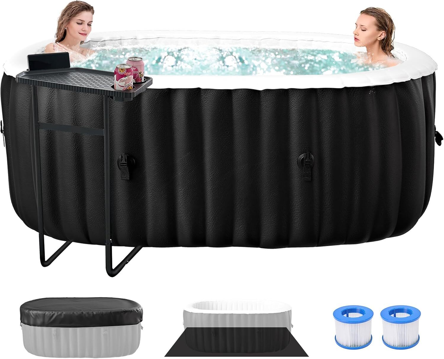 H&ZT Hot Tub 75”X47”X26” Inflatable Hot Tub 2 Person Portable Blow Up Hot Tub