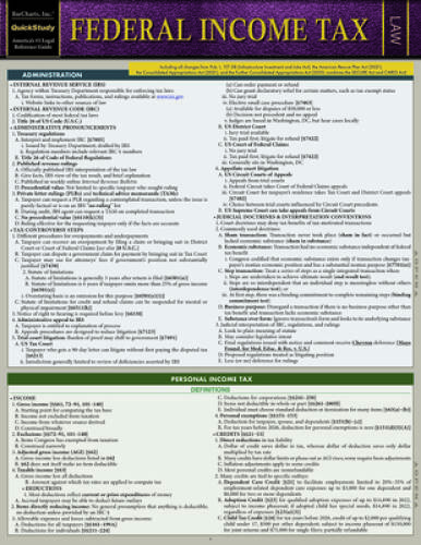 Federal Income Tax: a Quickstudy Laminated Law Guide (BAR Exam) - VERY GOOD Federal Income Tax: a Quickstudy Laminated Law Guide (BAR Exam) - VERY GOOD