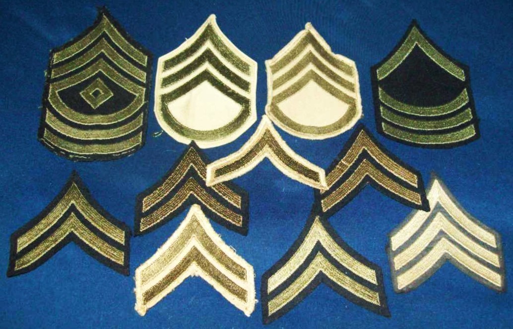 ORIGINAL GREENBACK 1920's - WW2 MISC. U.S. ARMY SLEEVE RANK CHEVRON PATCHES LOT