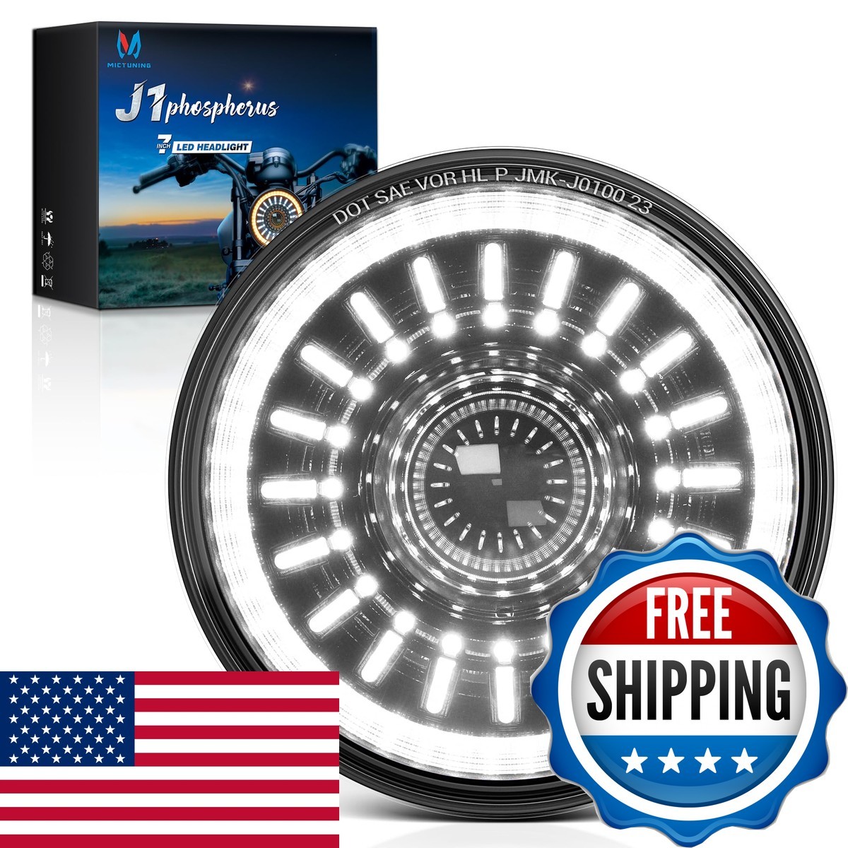 MICTUNING J1 7 Inch Parking Light Halo for Kawasaki Suzuki Yamaha Honda