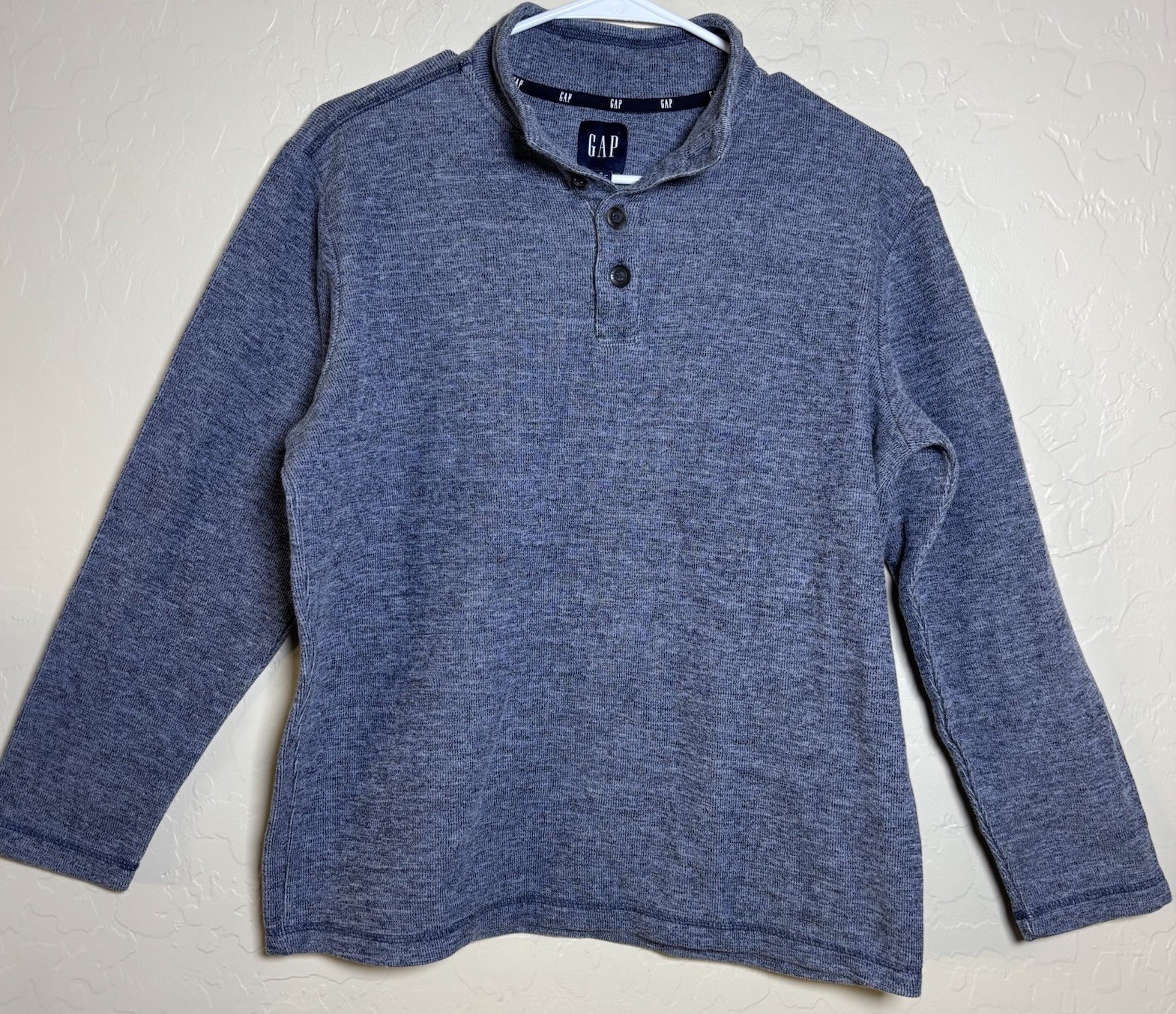 GAP Men\'s Blue Knit Henley Button Pullover Sweater Long Sleeve Size S