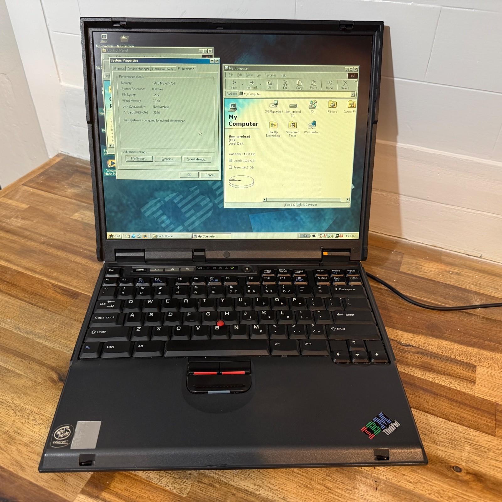 Vintage IBM Thinkpad A21e Laptop Windows 98 WORKING + Adapter, Bad Battery - #16