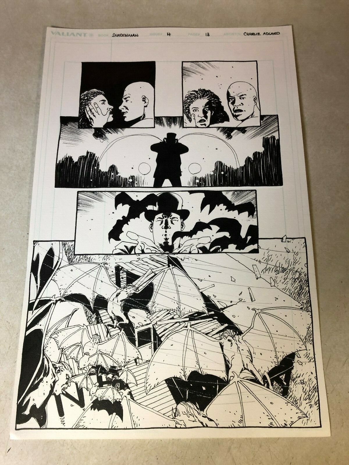 SHADOWMAN #8 original art VALIANT 1997 VOODOO BATTLE wicked BAT BEASTS ATTACK
