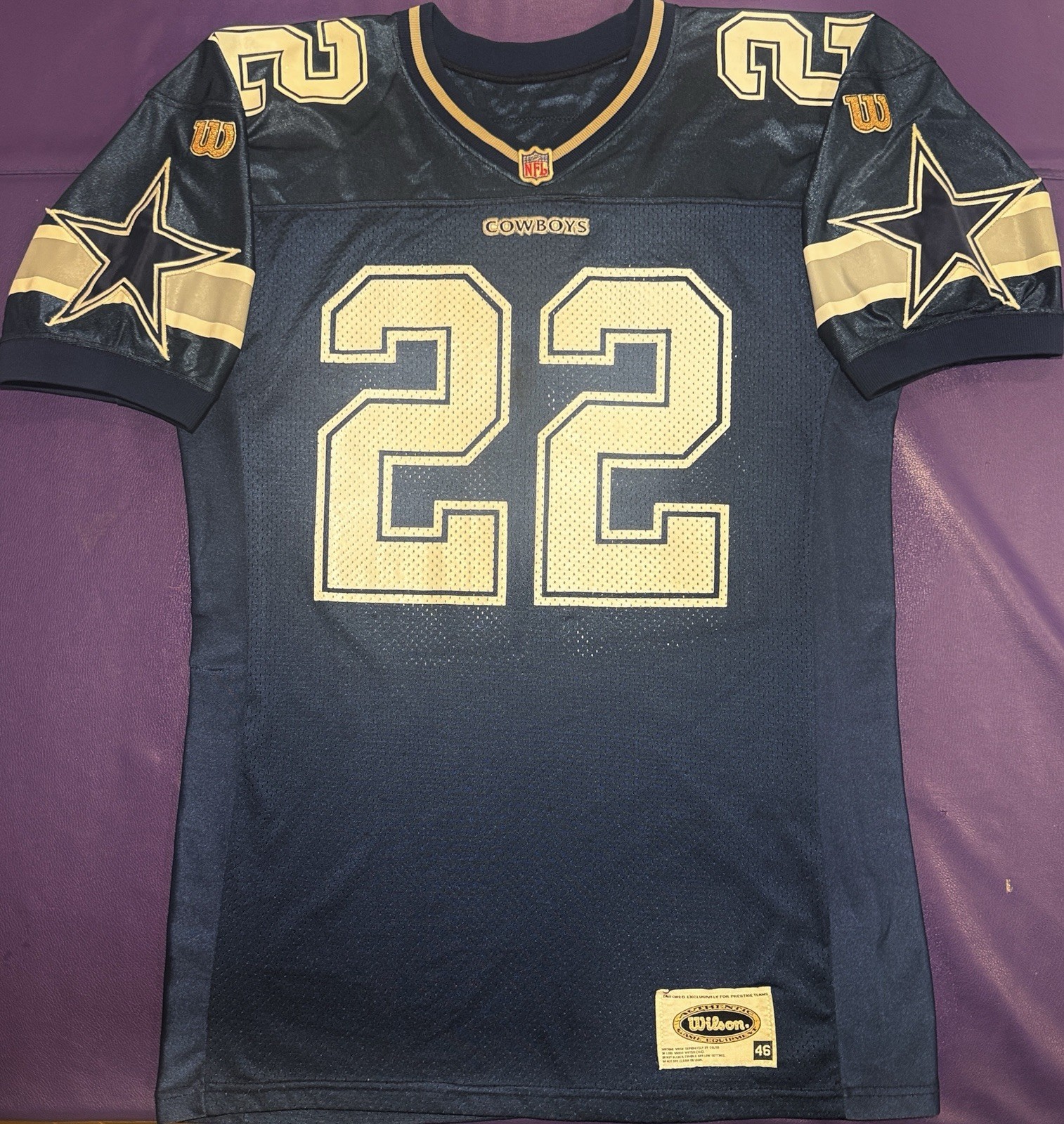 Authentic Emmit Smith #22 Dallas Cowboys Vintage 90’s On Field Wilson Jersey 46