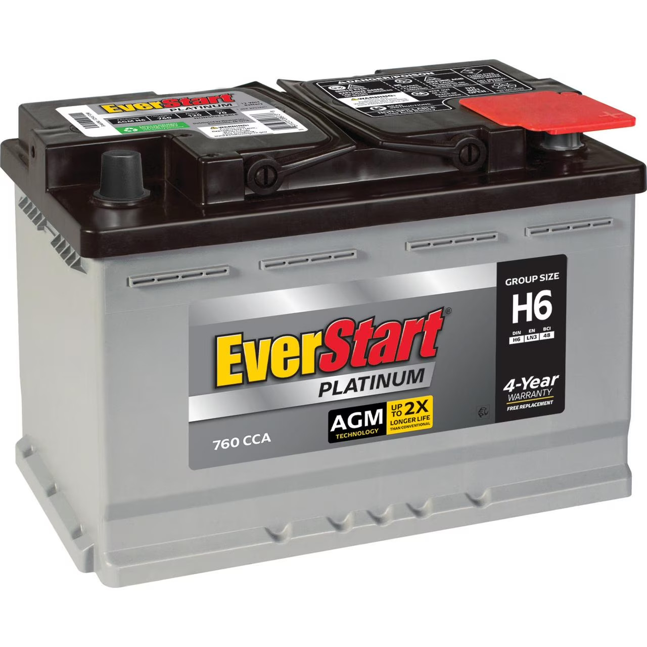 EverStart Platinum AGM Automotive Battery, Group Size H6/LN3/48, 12 Volt, 760 CC