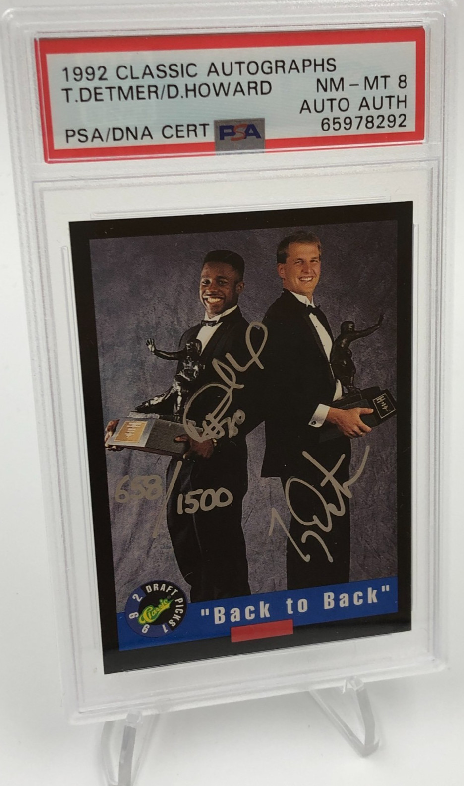 DESMOND HOWARD Ty Detmer AUTO 1992 Classic SP/1500 Signed MICHIGAN Low POP PSA 8 DESMOND HOWARD Ty Detmer AUTO 1992 Classic SP/1500 Signed MICHIGAN Low POP PSA 8