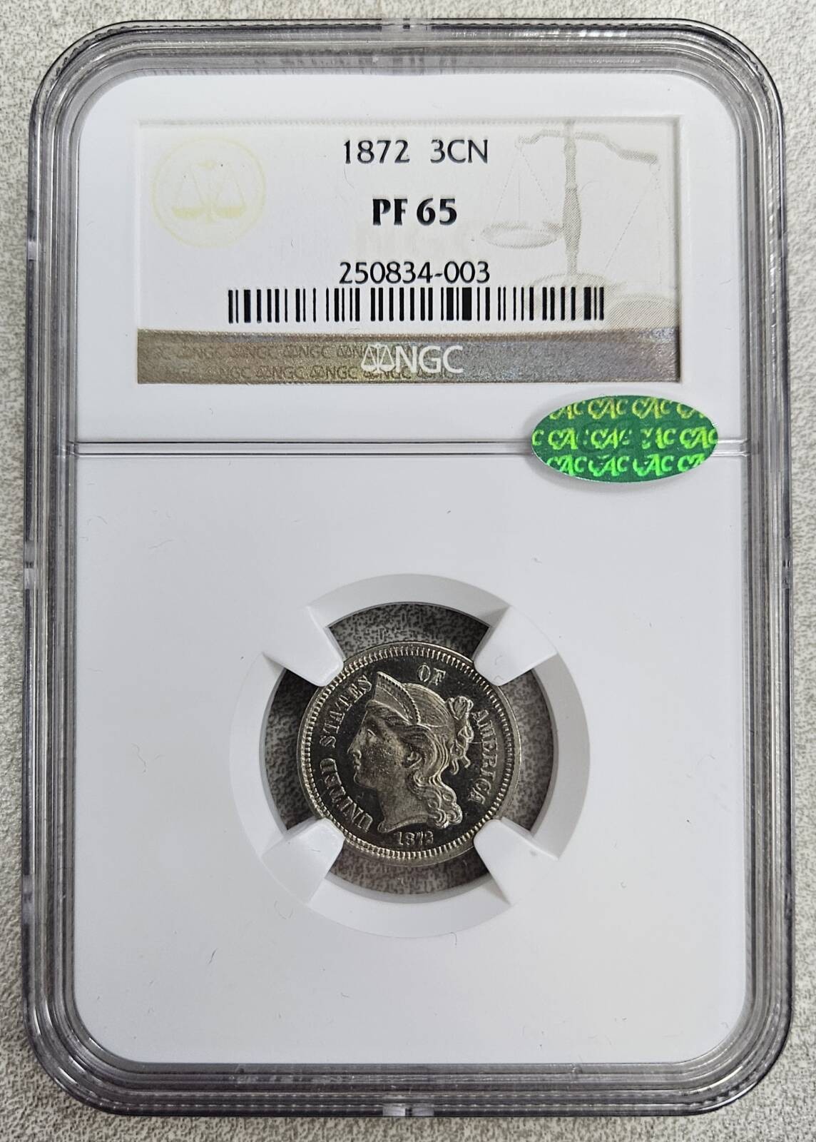 1872 Nickel Three Cent Pieces NGC PF-65 CAC 1872 Nickel Three Cent Pieces NGC PF-65 CAC