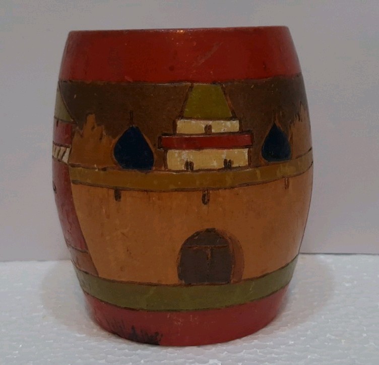 Antique Russian Sergiev Posad Sokolov Lavra Pyrography Wood Pencil Holder c1910