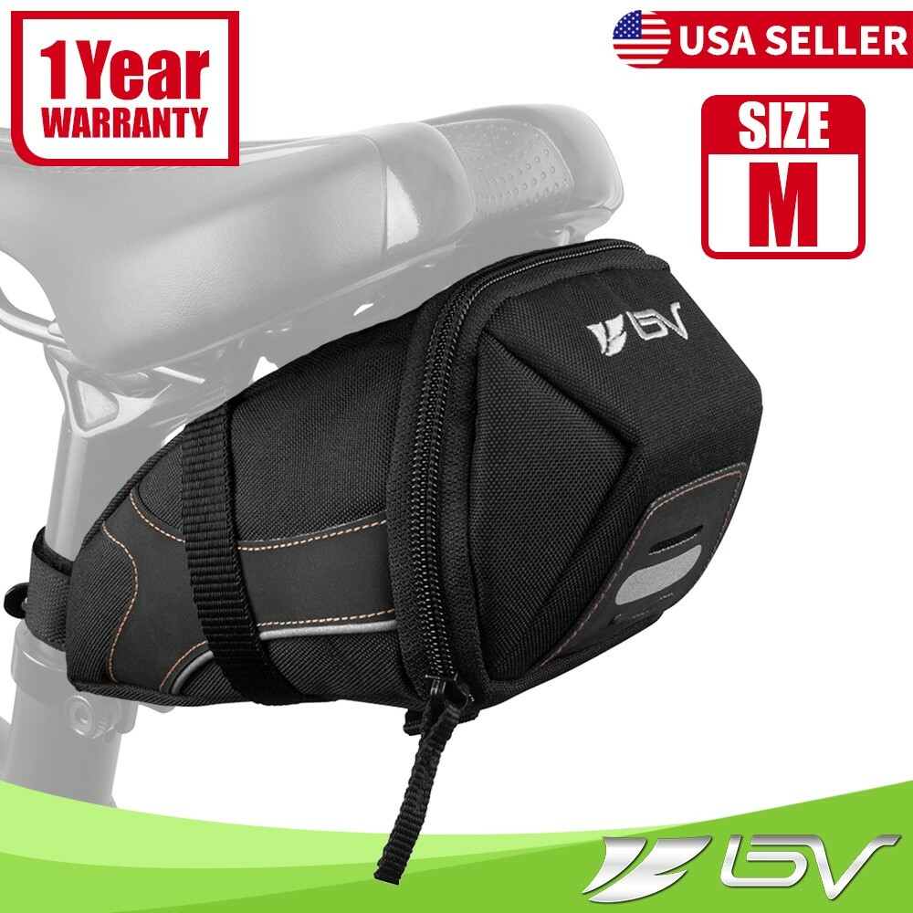 BV Bike Saddle Bag Rear Nylon Under Seat Water-Resistant Storage Pouch Medium