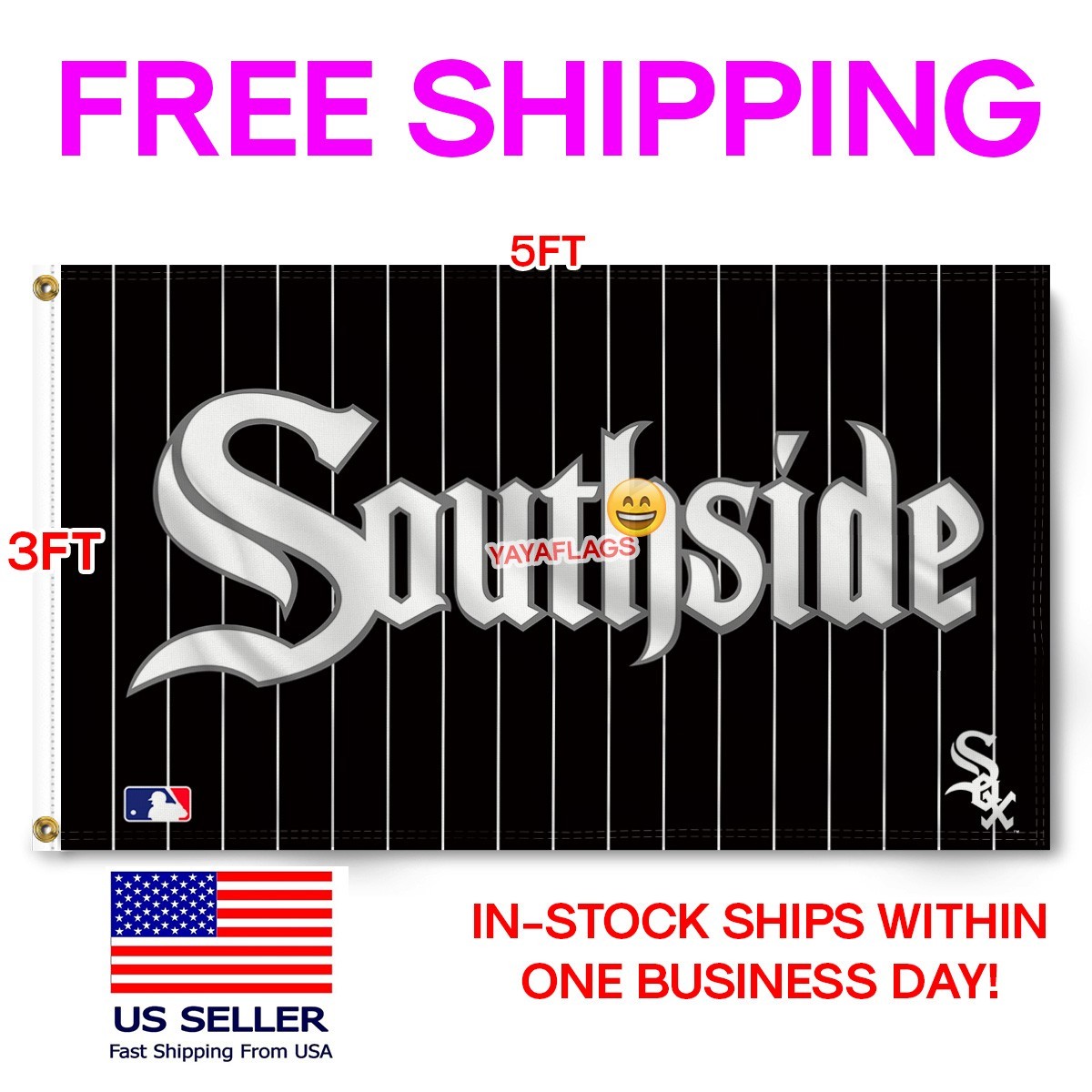 Chicago White Sox 3x5 ft Flag SOUTHSIDE Wall Decor Banner Chicago White Sox 3x5 ft Flag SOUTHSIDE Wall Decor Banner