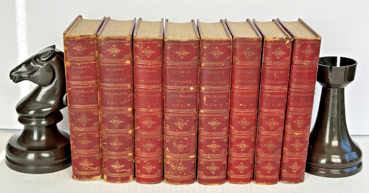 Lives of the Queens of England Agnes Strickland 8 Vol Set Complete Leather 1851