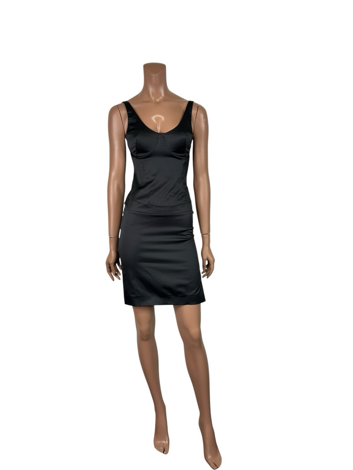 Vtg Versus Versace Black Side Slit Dress IT 38