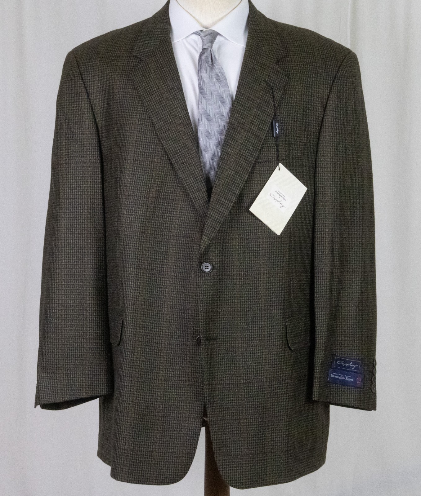 NWT COPPLEY Ermenegildo Zegna Brown Check Windowpane Jacket Sport Coat 48 R