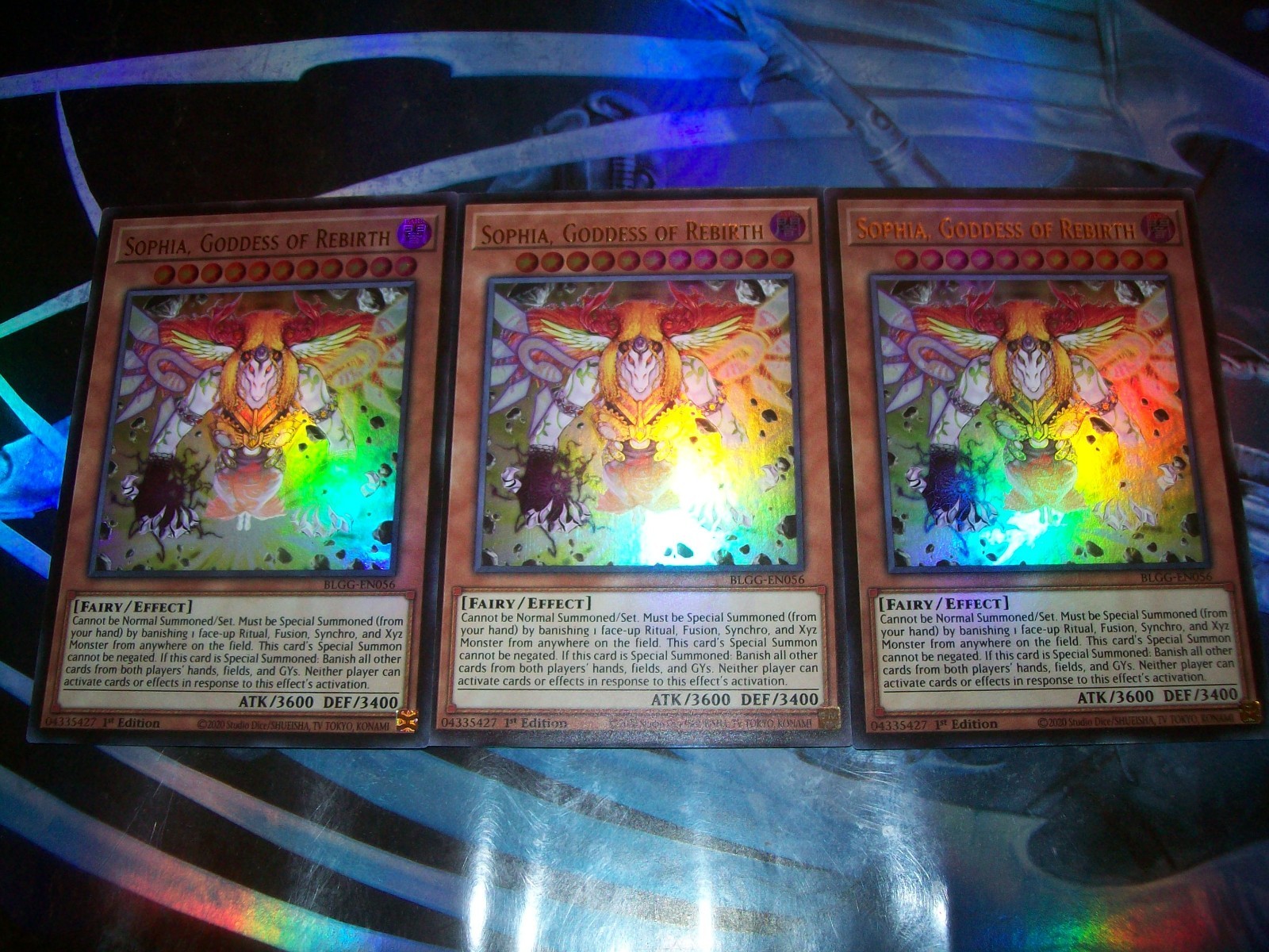 3x Sophia, Goddess of Rebirth 1st Edition Ultra Rare BLGG-EN056 Yu-Gi-Oh 3x Sophia, Goddess of Rebirth 1st Edition Ultra Rare BLGG-EN056 Yu-Gi-Oh