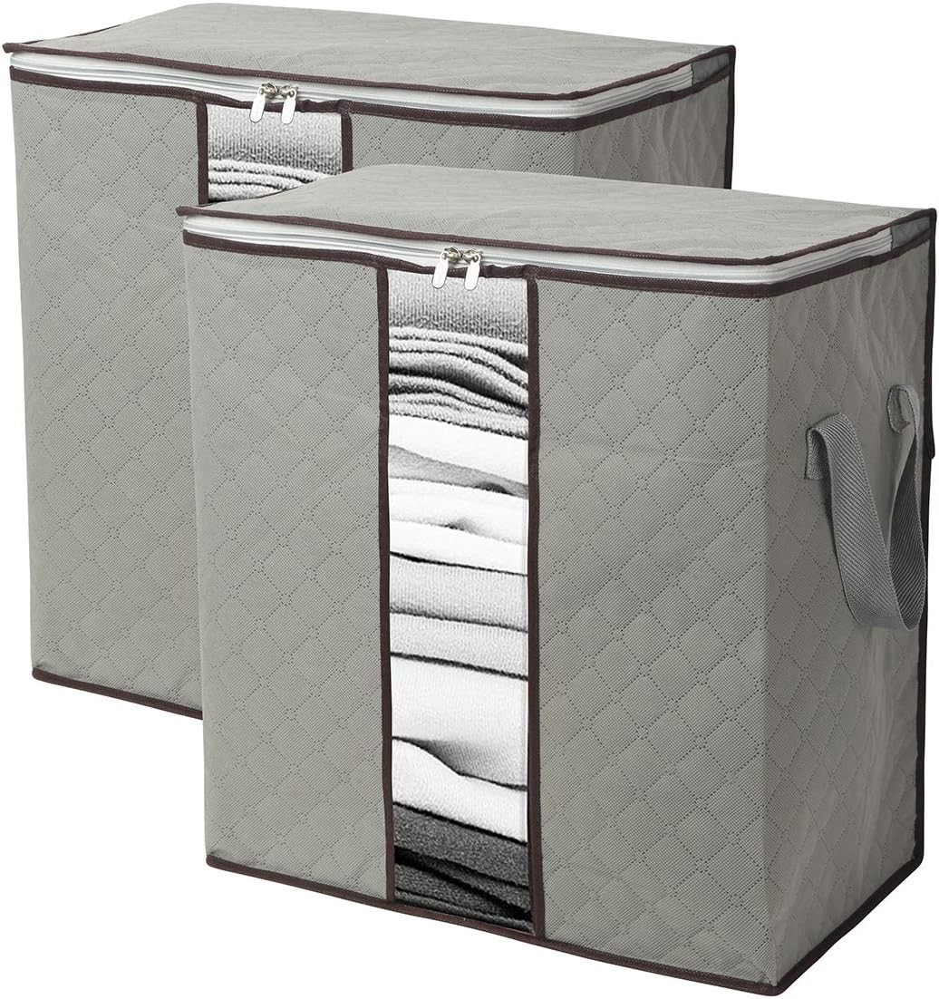 Foldable Large Storage Bags 2 Pack, Clothes Quilt Blanket Pillow Bedding
